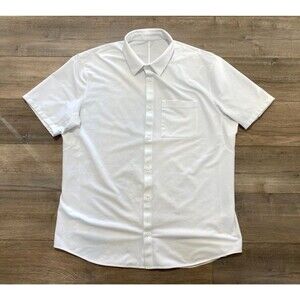 Lululemon Airing Easy Mens XL Ivory Camp Short Sleeve Pocket Button Shirt